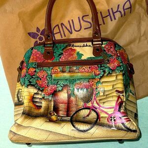 Anuschka leather Bicycle bag tote convertible crossbody multi-compaetment EUC